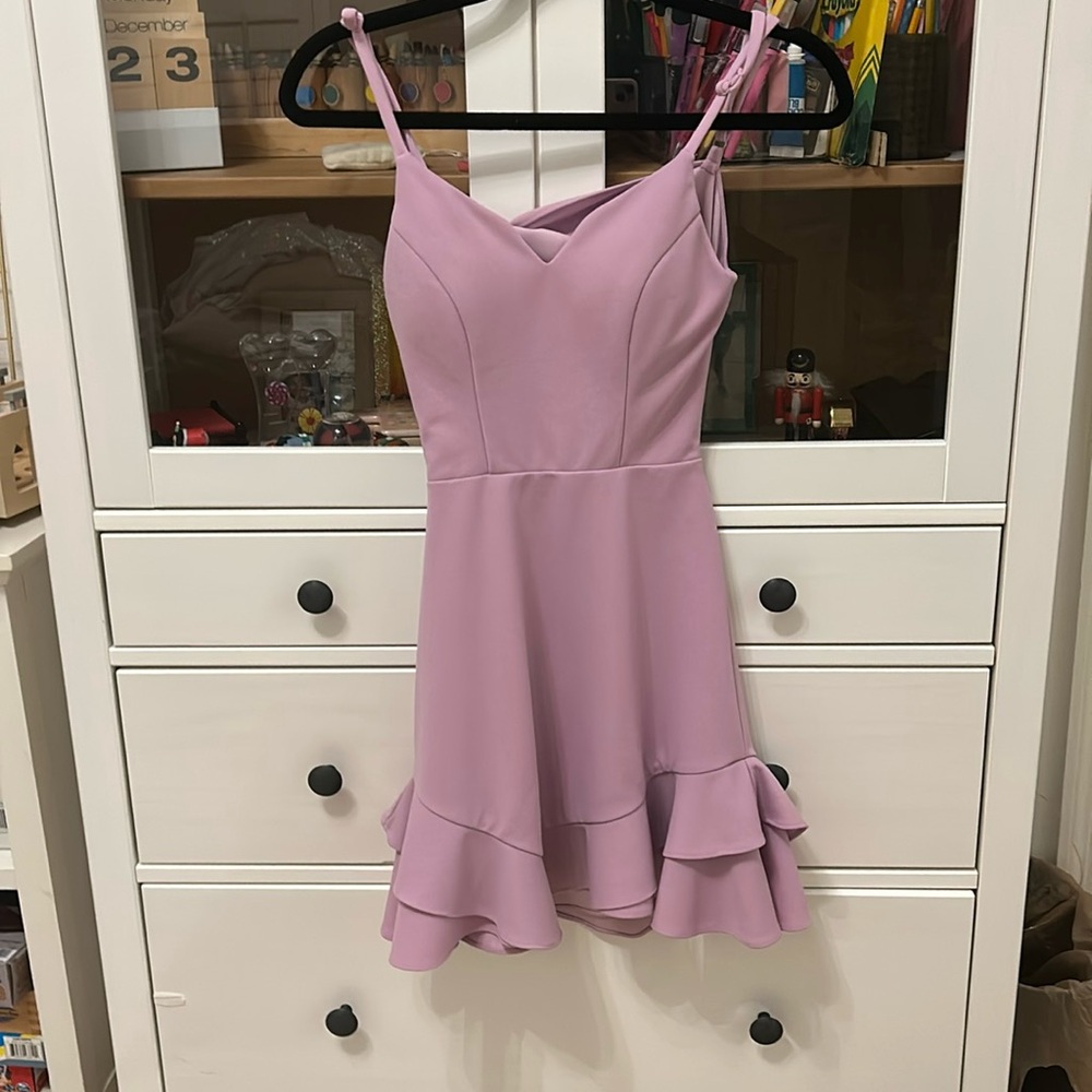 Sleeveless Peekaboo Bow Back Double Flounce Hem Fit and Flare Dress